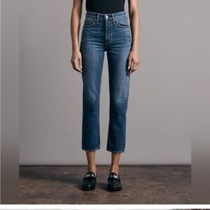 Rag & Bone 10 Inch Crop Ankle Jeans Denim High Waisted Rise Stretchy Dark Wash